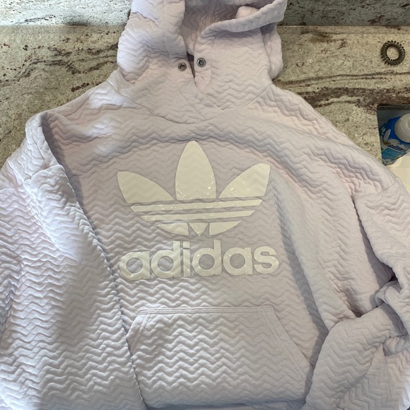 ADIDAS trefoil chevron texture Hoodie Large - Picture 4 of 14